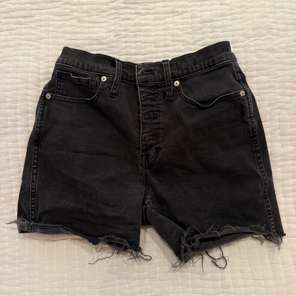 Black Distressed Madewell Denim Shorts